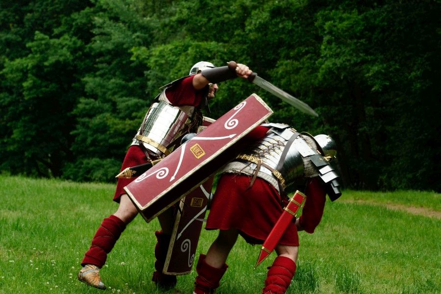 Zweikampf zwischen den Legionären Gannicus und Maximus (Foto André König)